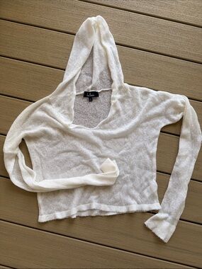 Lulu's Sheer White Hooded Pullover